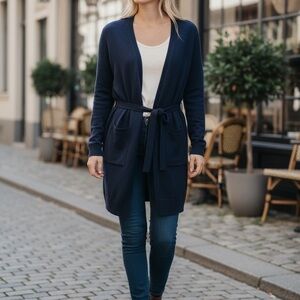 Banana Republic Dark Blue Belted Cardigan